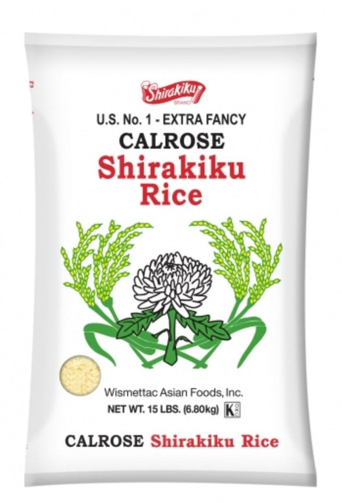 Shikari Rice Shirakiku Calrose Rice – Premium Medium Grain Japanese Rice, 15 lbs Ba
