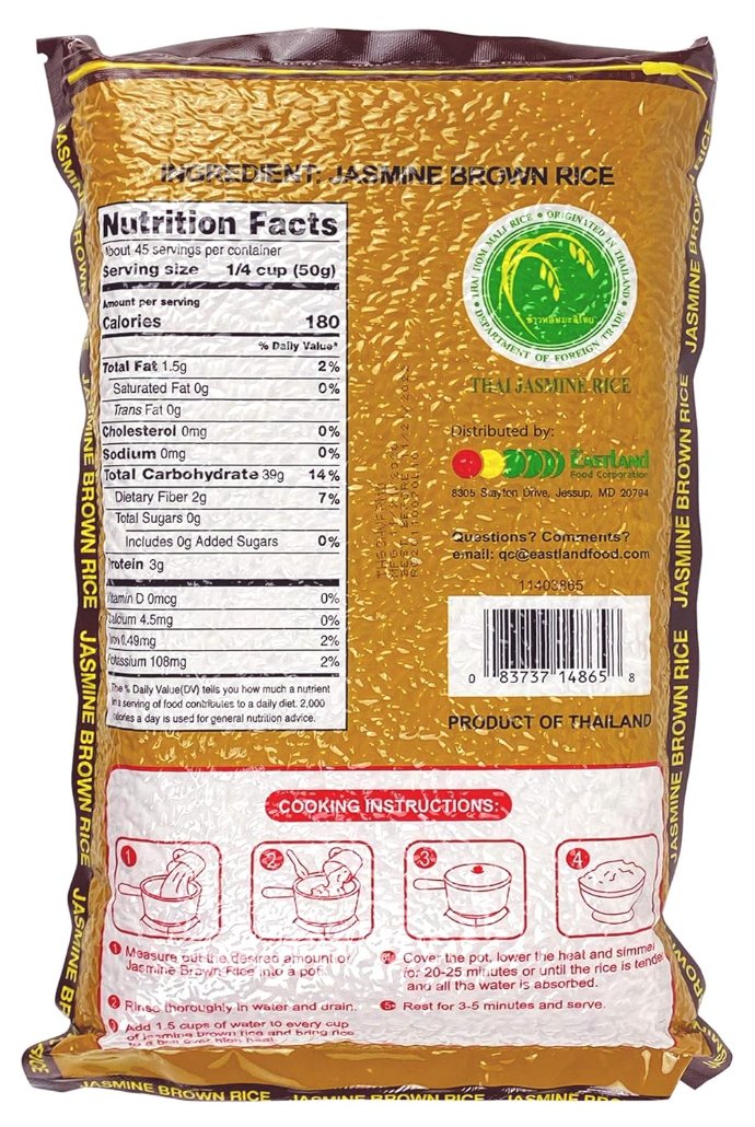 4kg Brown Rice Jasmine Brown Rice | Asia Best |Product of Thailand | Premium Whole Gr